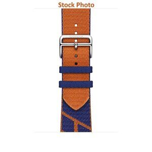 Band Apple Watch Hermès Single Tour 45mm Jumping (Bleu Saphir/Orange)